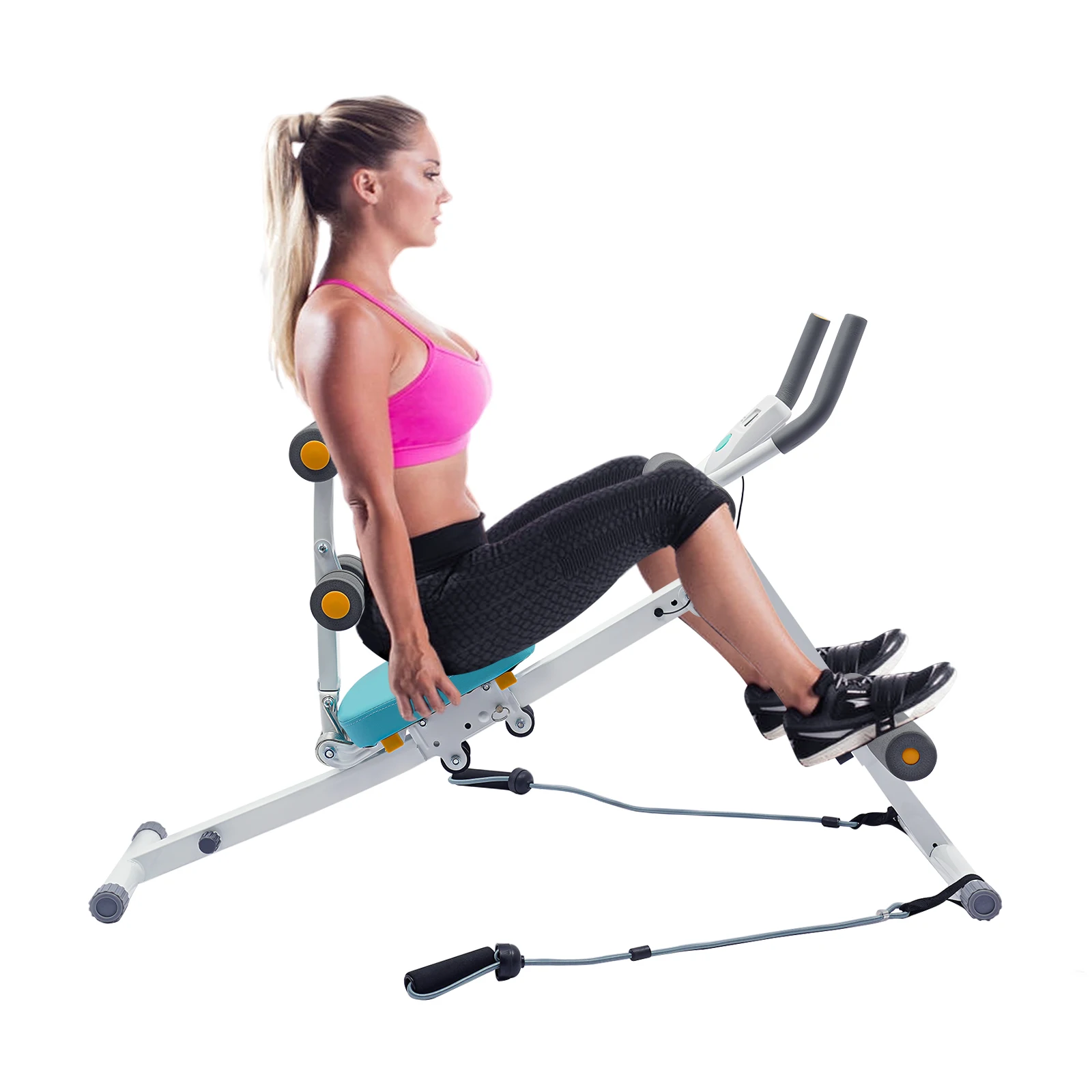 

Home Gym Abdominal Workout Equipment with Resistance Bands, LCD Display for Time Count Calories, Core Exercise Machine