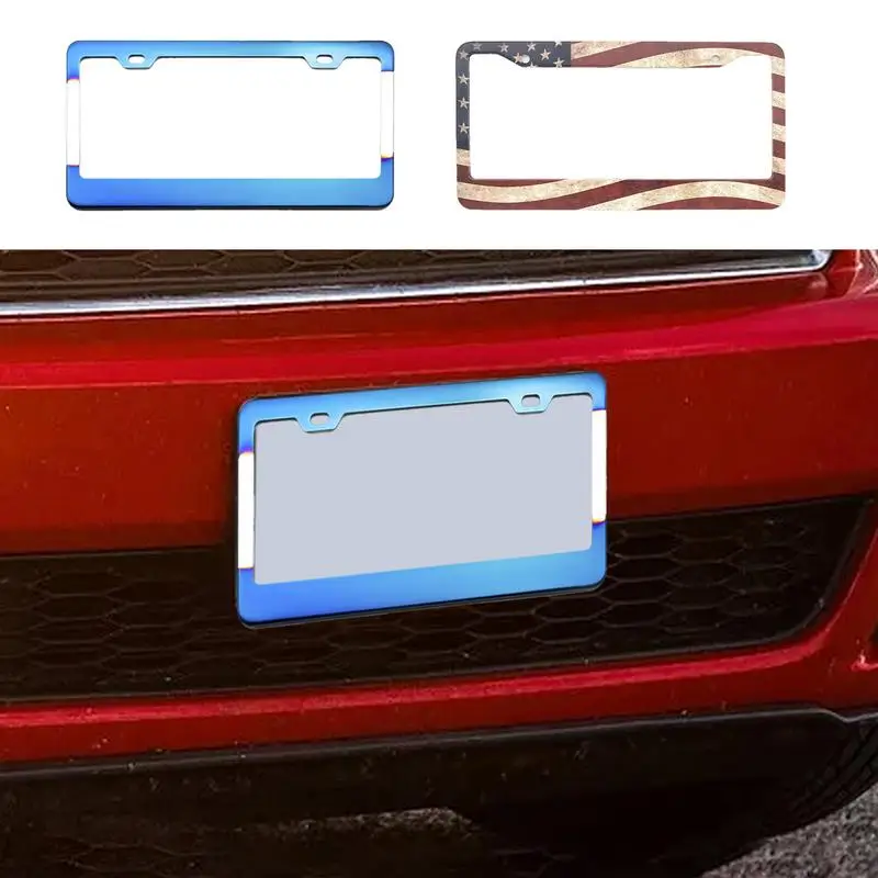 American License Plate Frame Car Tag Holder Cover With 2 Holes Durable And Rust-Proof Metal Frame Car Accessories For Front And