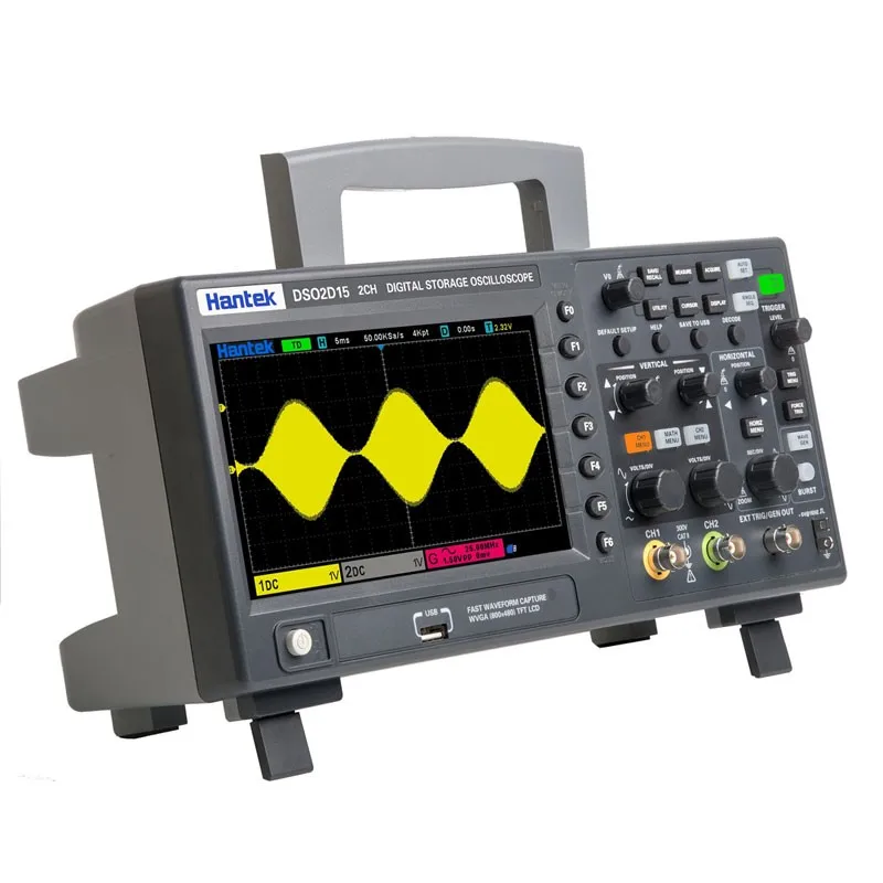 Hantek DSO2D15 Digital Storage Oscilloscope 2 Channel 150MHz 1GSa/S With 1CH AWG Signal Generator view 3
