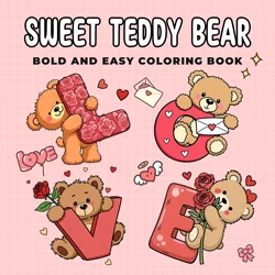 SWEET BEAR Bold-easy Patterns Coloring Book for Adults Cute Drawing Book Perfect Gift for Party and Birthday