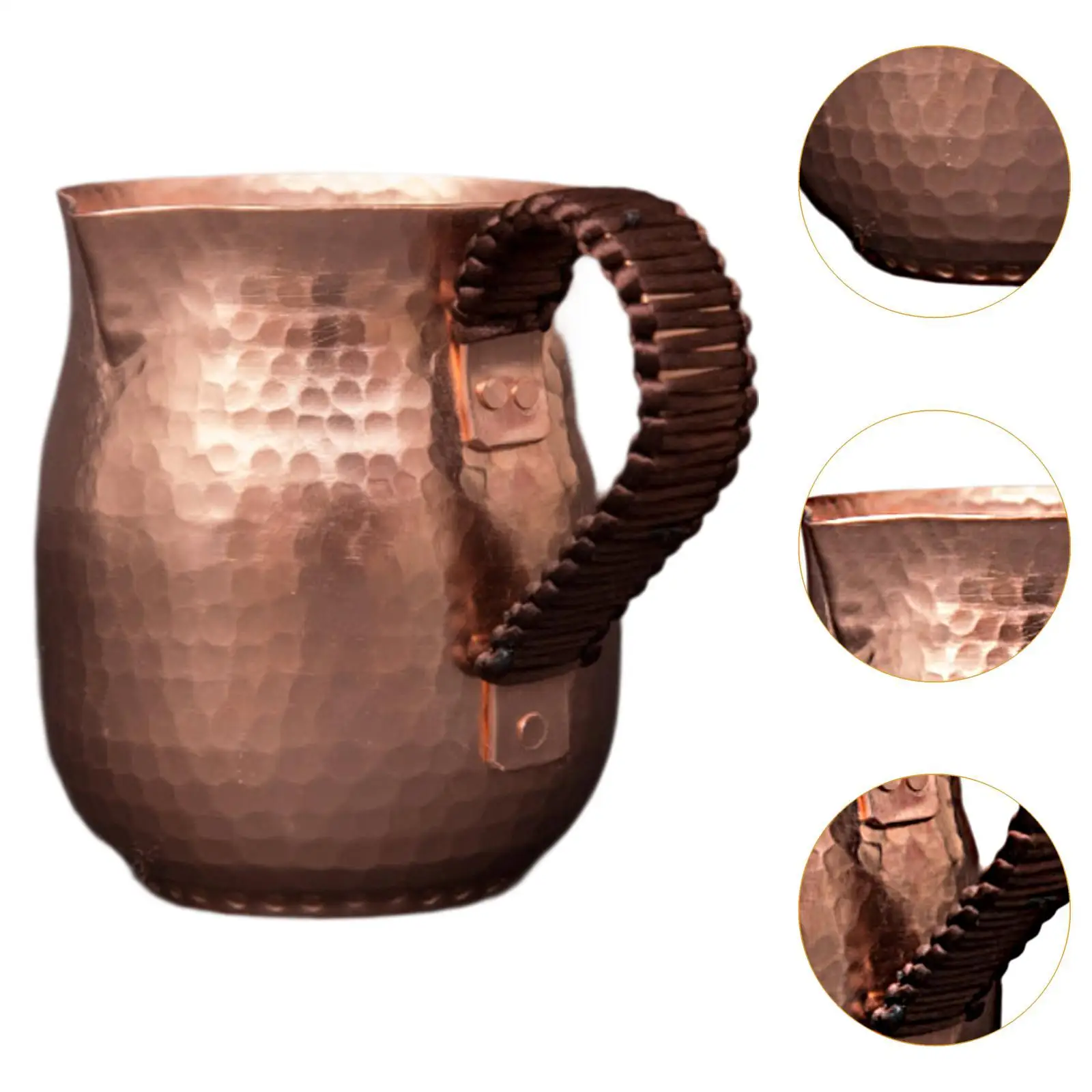 Copper Mug Sturdy Sharing Pitcher Tea Infuser Hot Water Kettle Milk Frother Cup for Restaurant Tea House Camping Kitchen Hotel