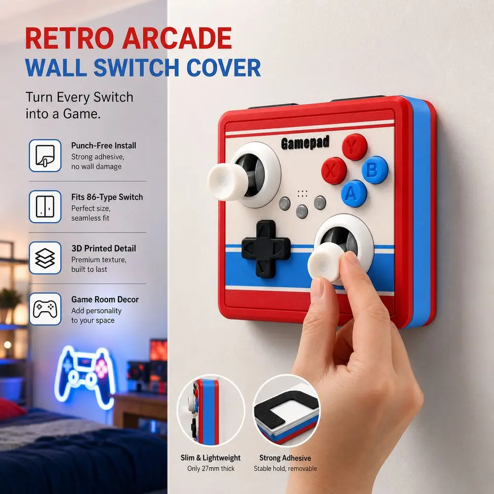 Joystick Decoration Arcade Switch Cover Dummy Buttons Punch Free 86 Type Retro Arcade Joystick Wall Switch 3D Printed