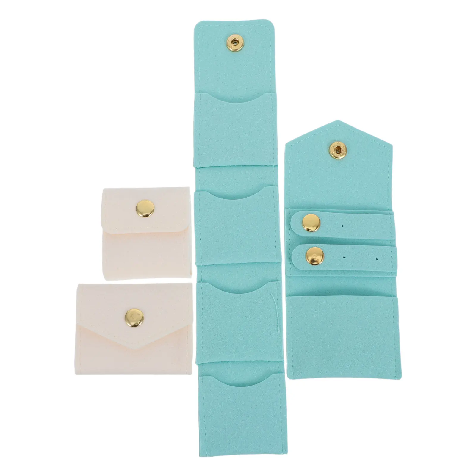 4Pcs Mini Travel Jewelry Case Compact Elegant Microfiber Zipper Pouch for Rings Necklaces Earrings Portable Organizer Small