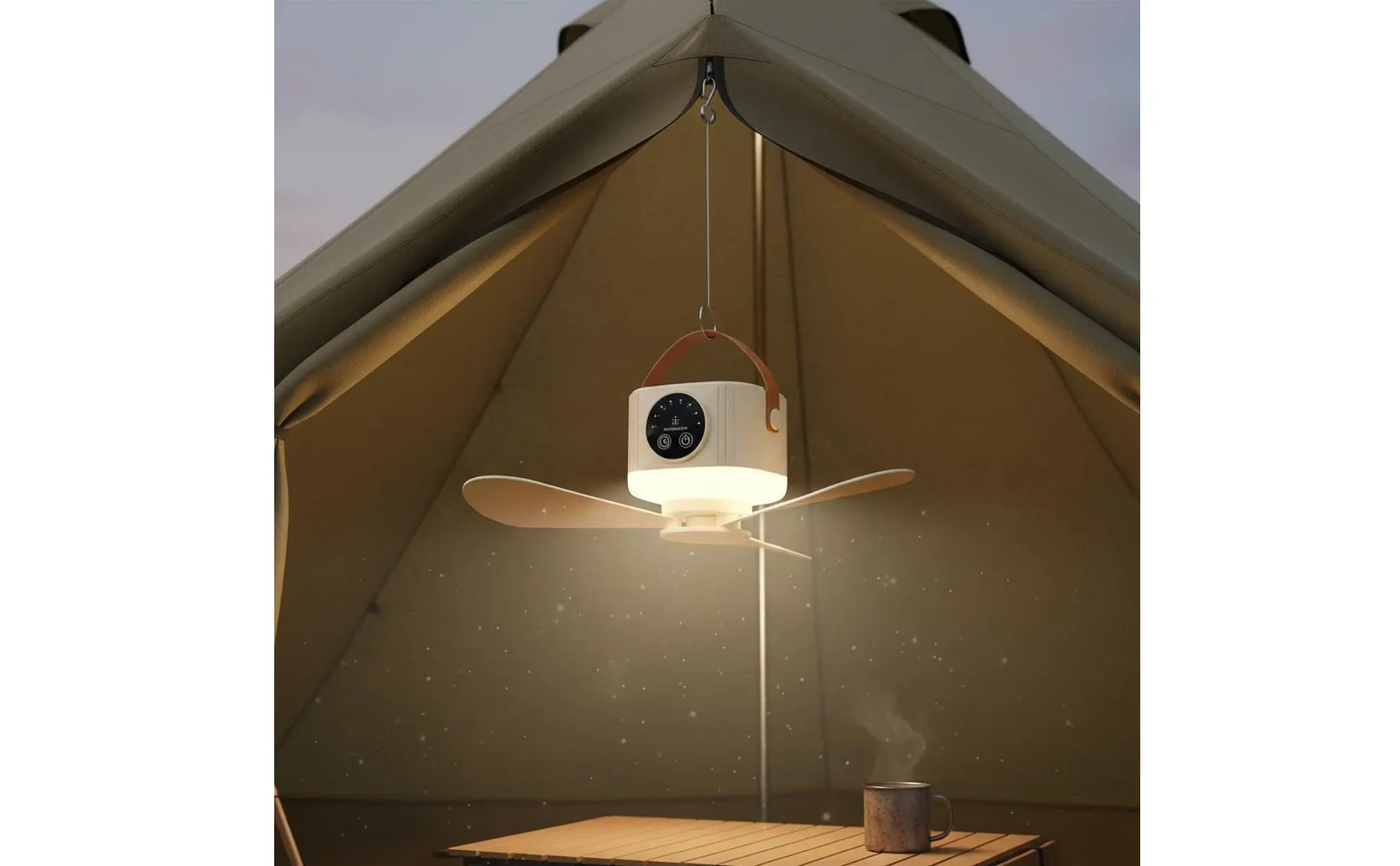 Mini Ceiling Fan with Light Adjustable Speed Rechargeable Hanging Fan Air Mover 4 Speeds Timer Function for Bedside, Dorm Room