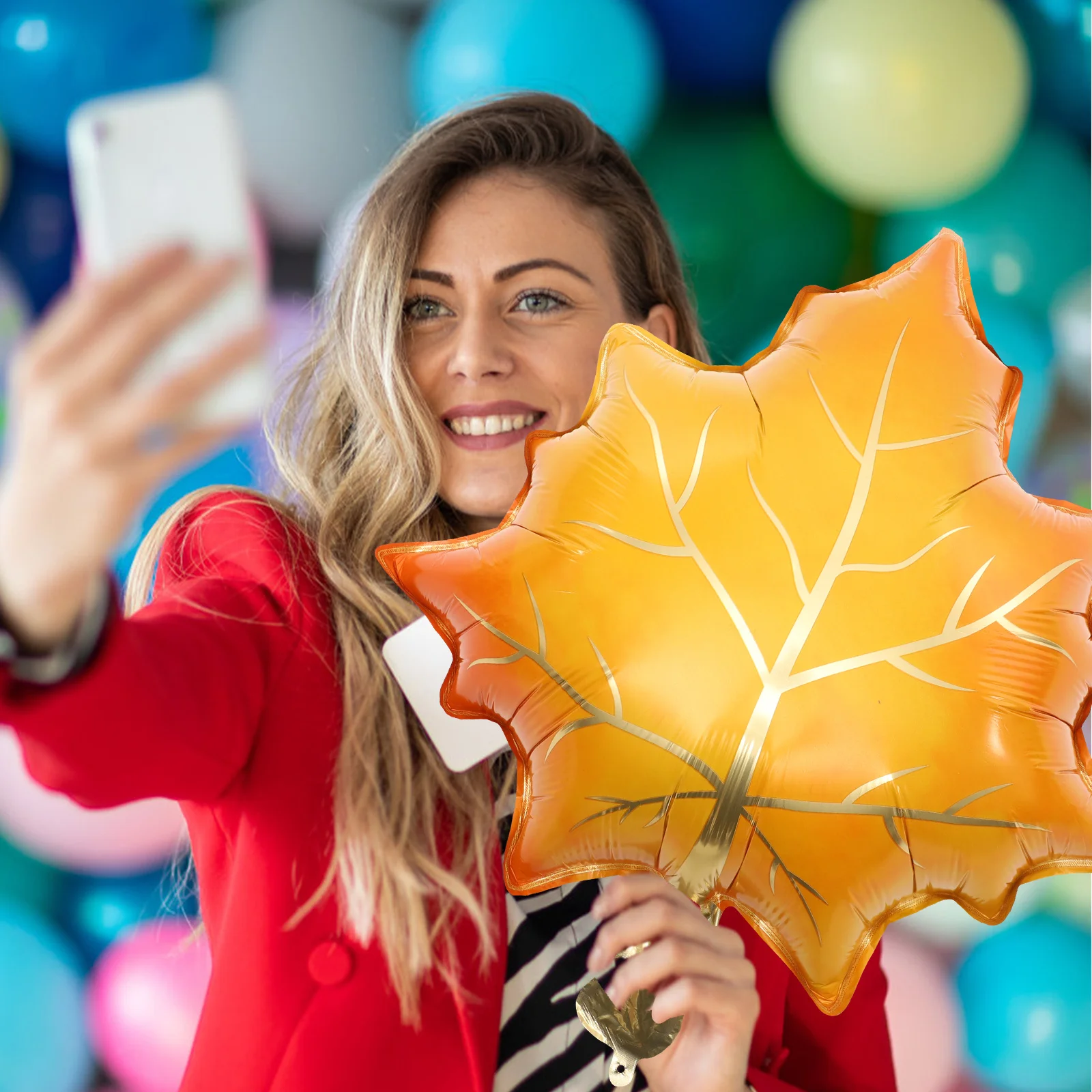 

10 Pcs Party Supplies Maple Leaf Balloons Festival Fall Decoration Yellow Thanksgiving Foil
