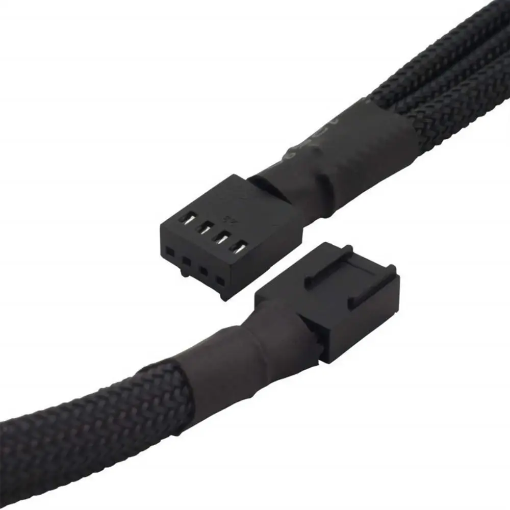 Male To Female 4 Pin Pwm Fan Cable Black Sleeved Connector Temperature Control Fan Cable 4/3/2/1 Ways Braided Sleeving