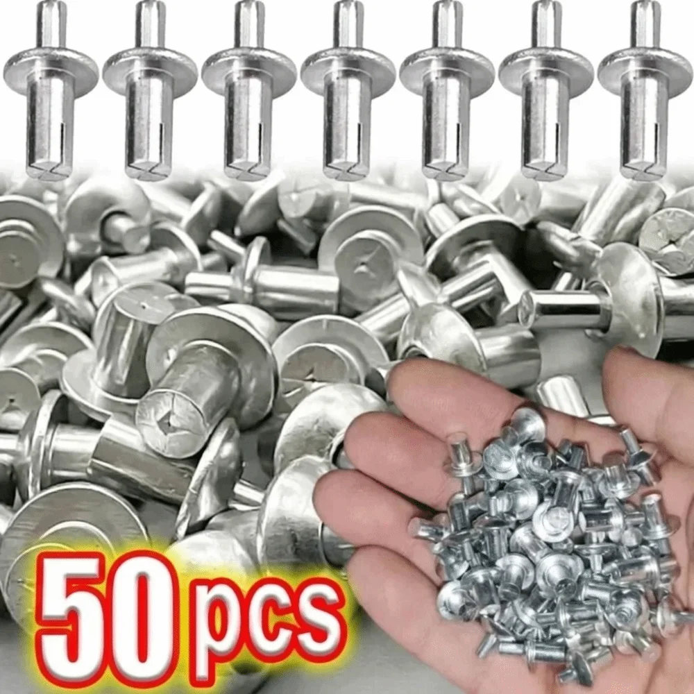 50Pcs Aluminum Alloy Expansion Rivets Hammer Drive Round Head Hammer Drive Rivets Corrosion Resistant Lightweight