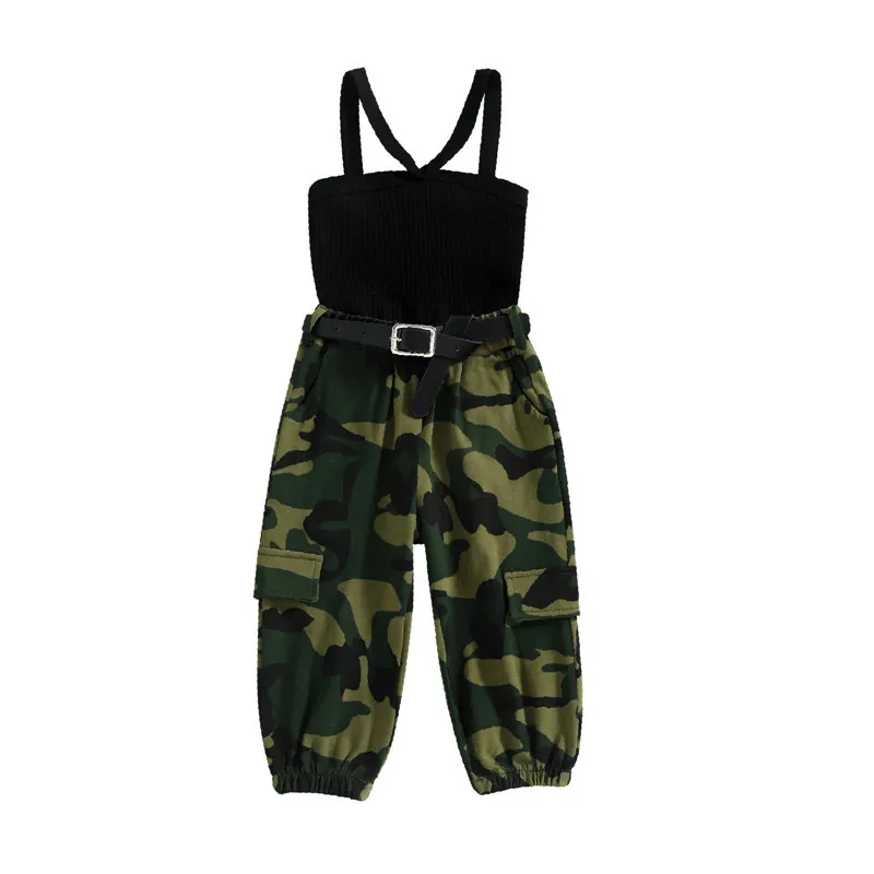 

Children's clothing summer military uniform camouflage trousers two-piece suit Kids Girls clothes sets