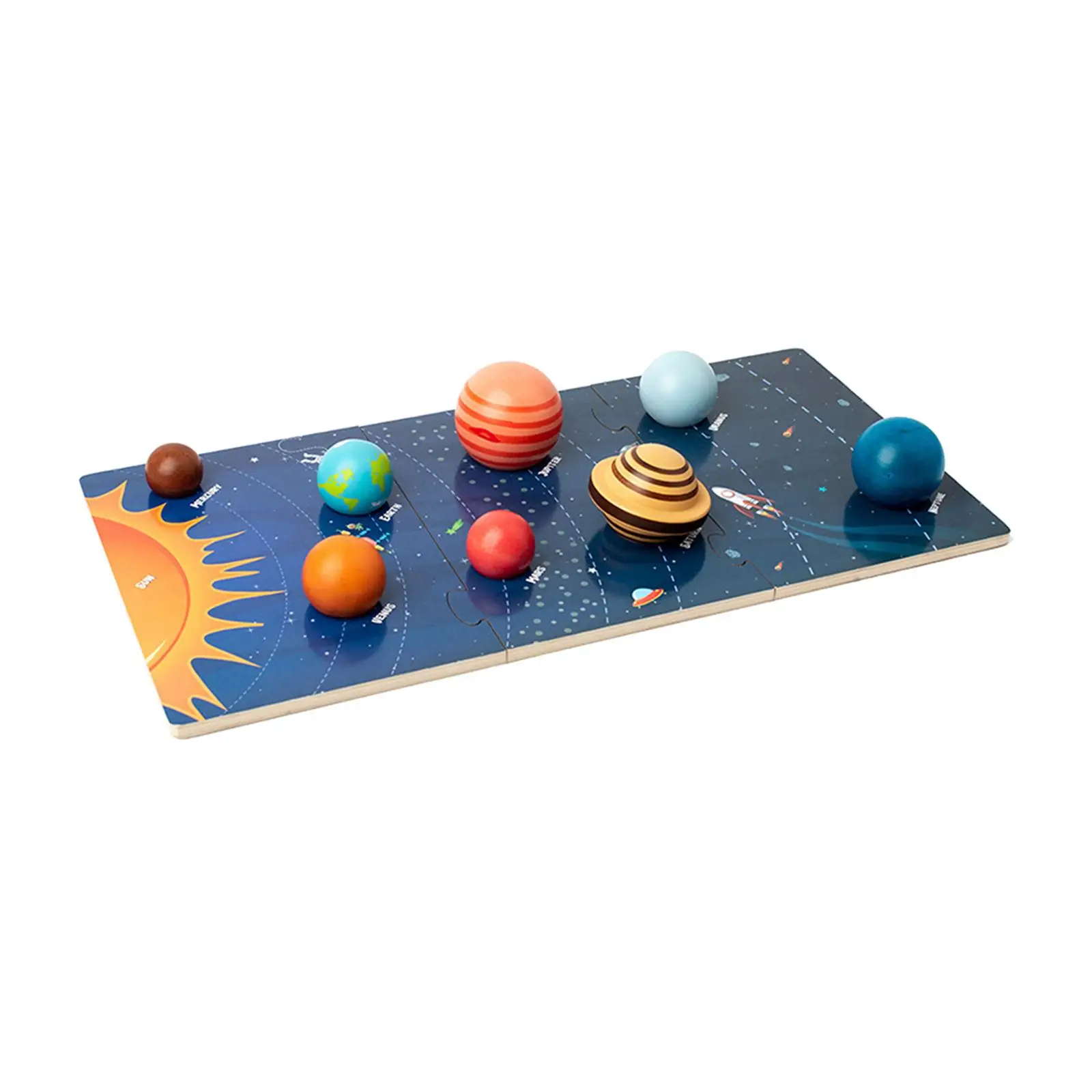 Solar System Puzzle Toy Wooden Space Jigsaw Planets for Education Learning