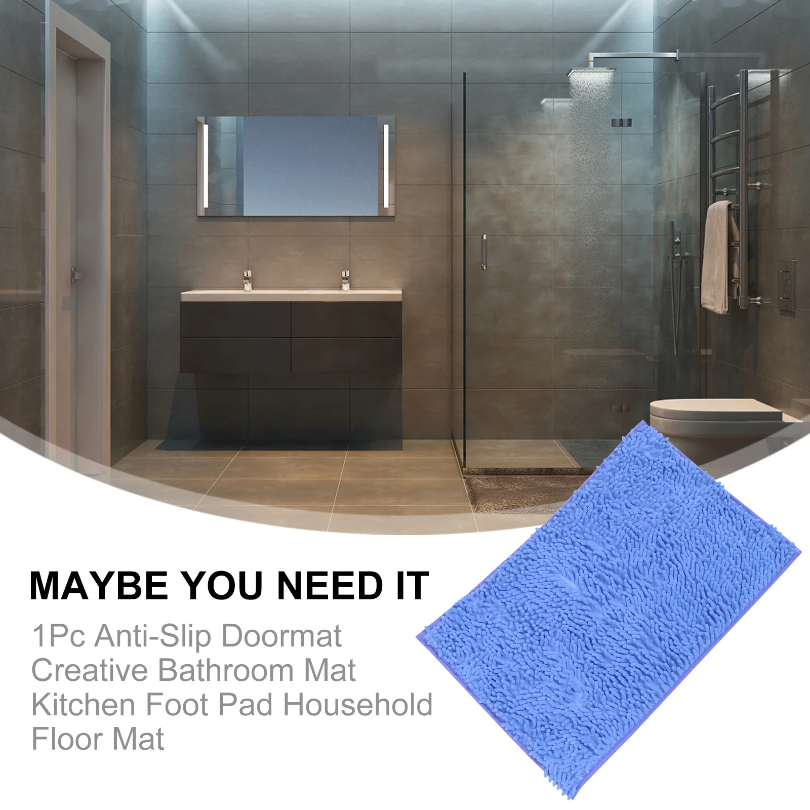 

1pc Anti-Slip Doormat High-Quality Pvc Non-Slip Wear-Resistant Floor Mat For Bathroom Bedroom Kitchen Entrance Solid Color