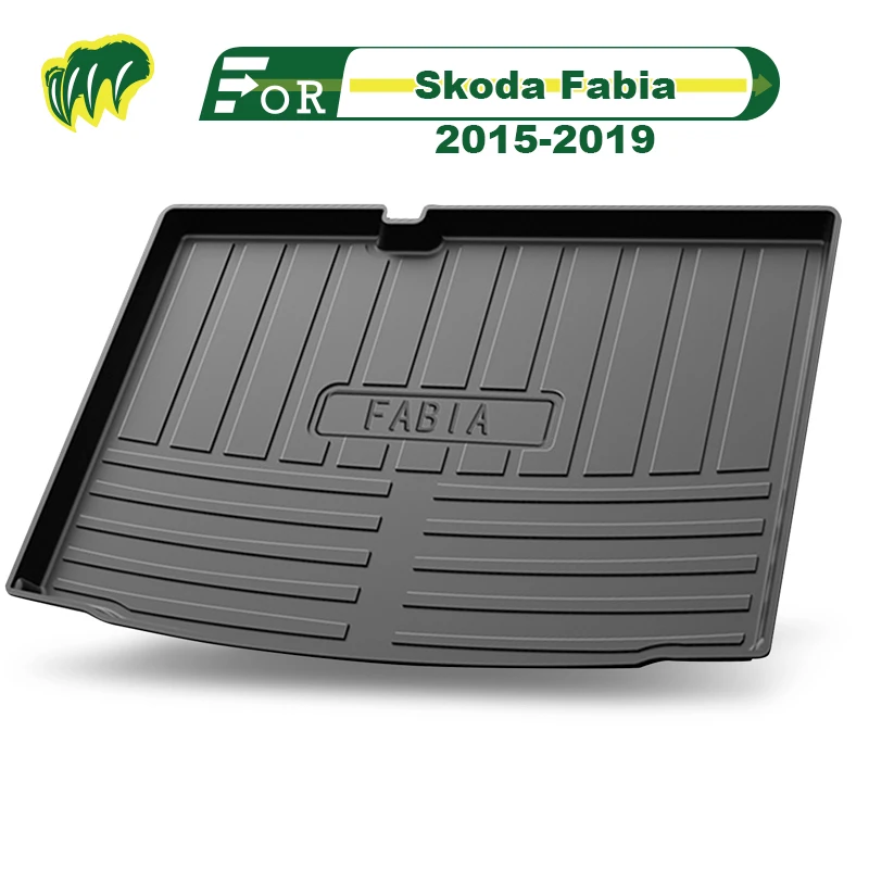 For Skoda Fabia 09 10 11 2008-2019 TPE Custom Fit Car Trunk Mat All Season Black Cargo Mat 3D Shaped Laser Measured Trunk Liners