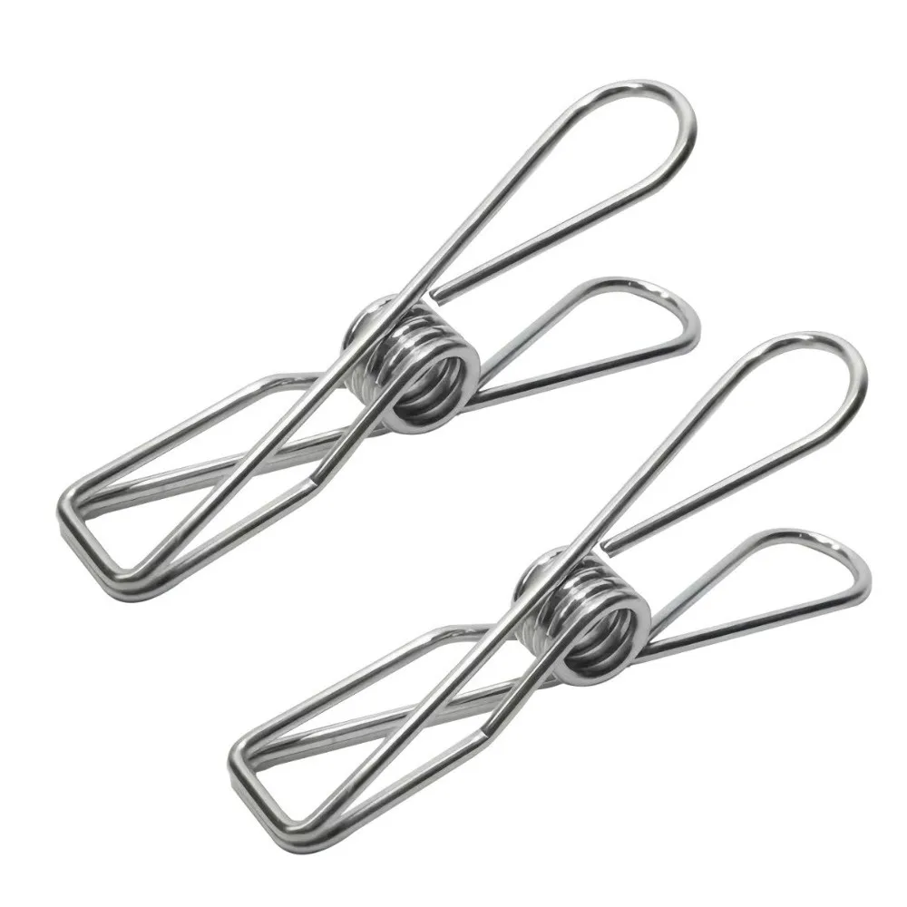 20pcs Multi-Purpose 5cm Clothes Pins Stainless Steel Spring Loaded Pegs Clothespin Rustproof Utility Clips Kitchen