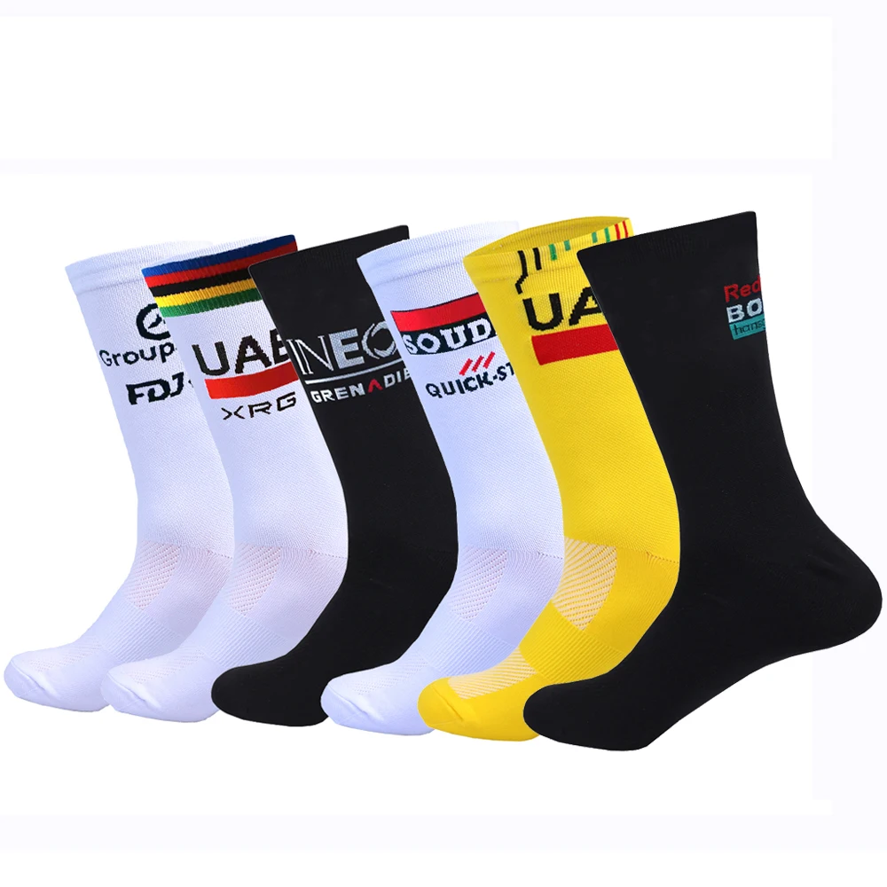 

Новые белые велосипедные носки UAE Team INEOS, нескользящие футбольные носки, мягкие дышащие носки для бега, баскетбола, велосипеда, спортивные носки с ручкой