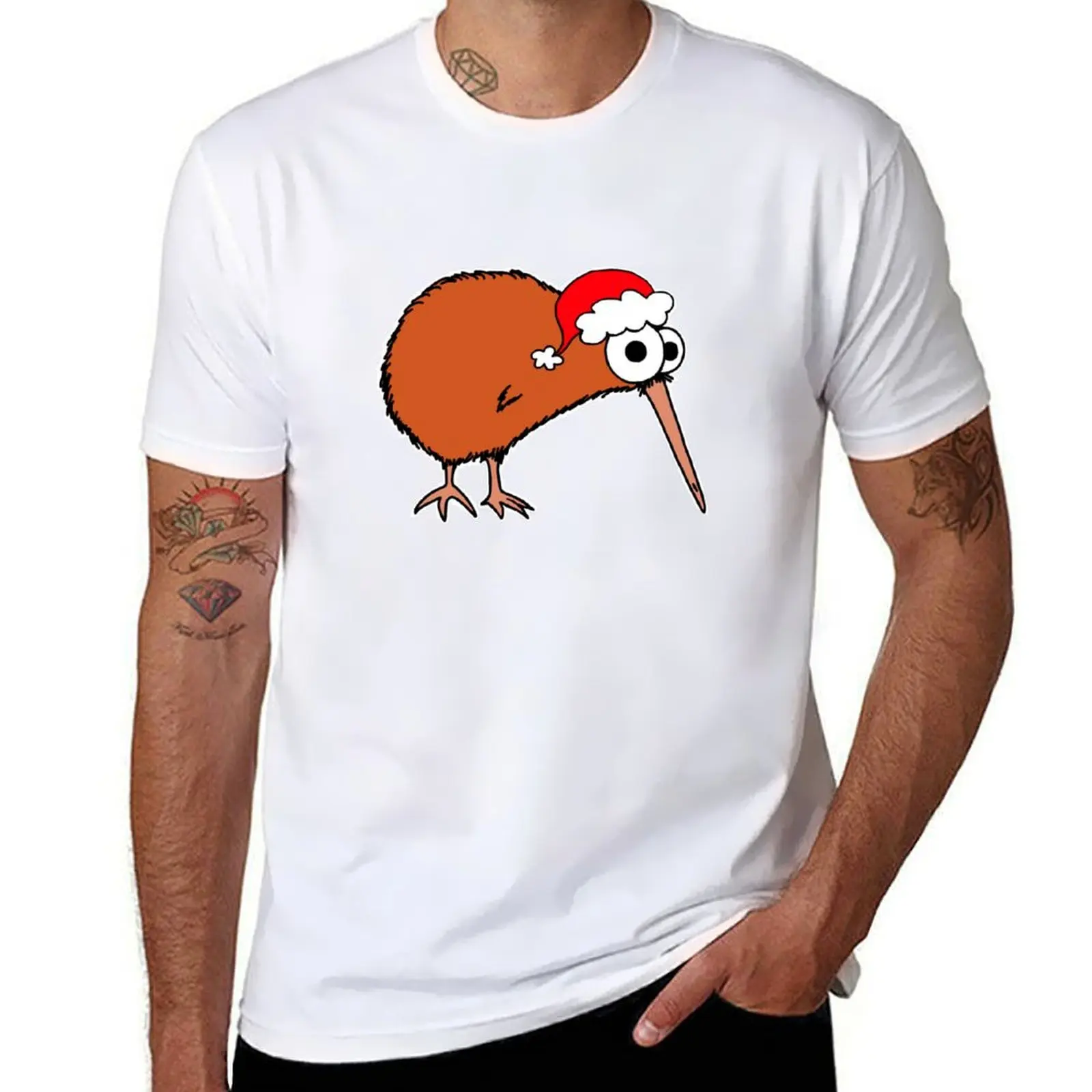 

Christmas Kiwi - on white T-Shirt cotton t shirts high quality cotton t shirt man T-Shirt