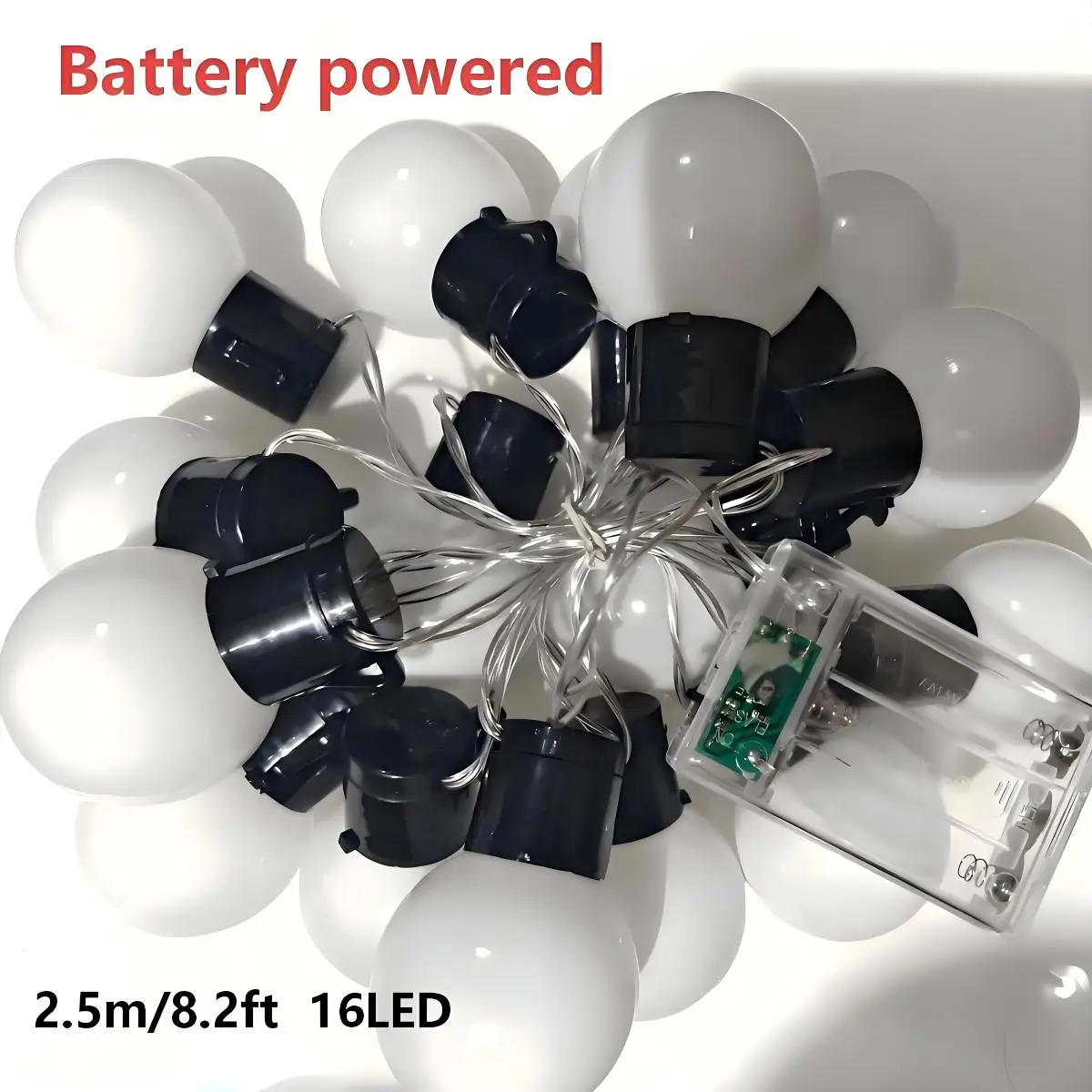 Dekorasi Natal-Lampu String LED (Dioperasikan dengan Baterai) Lampu String Peri LED Bohlam Globe G50 Lampu Luar Ruangan Jalan Pernikahan Taman Halaman Lampu Dekoratif Natal