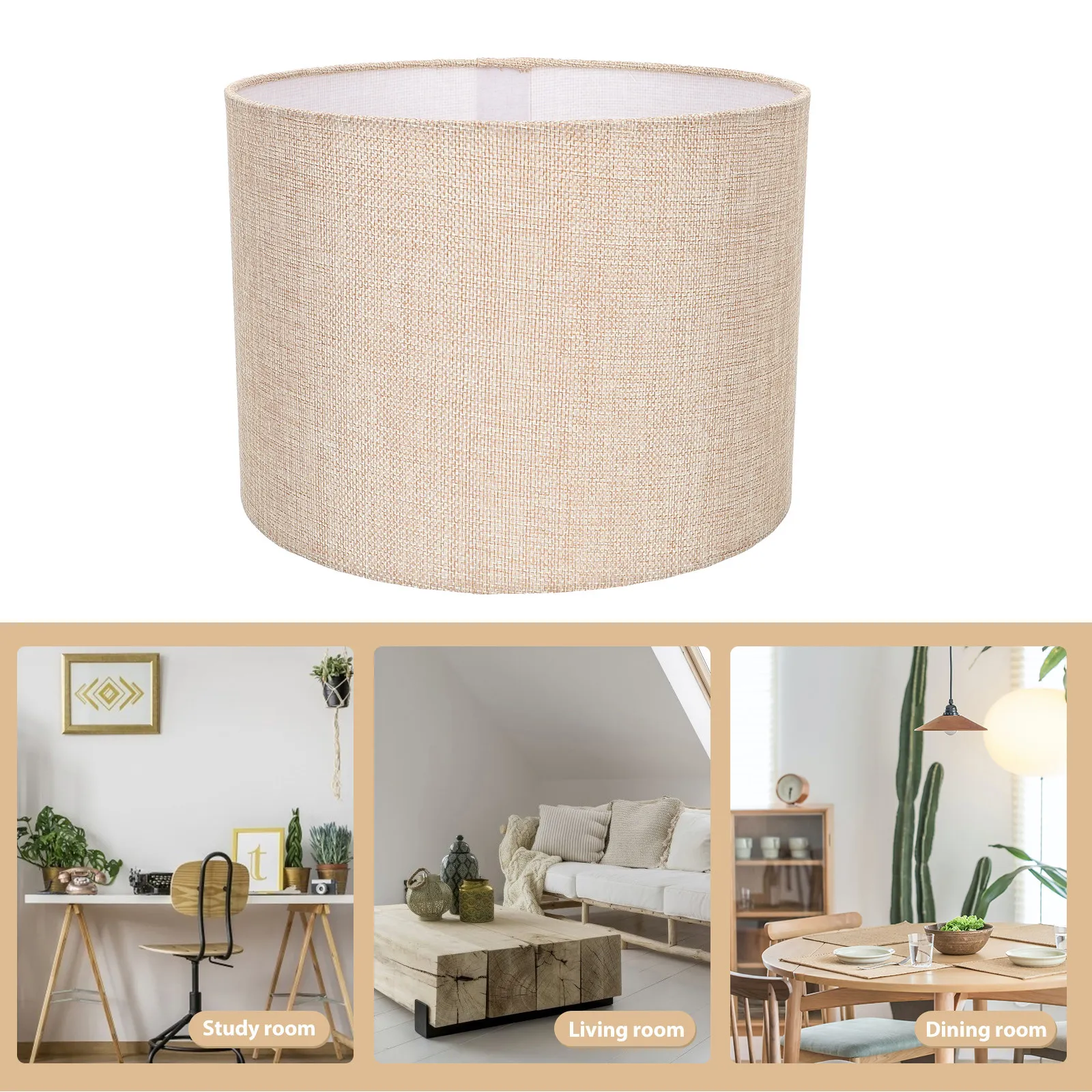 Small Linen Lamp Shade Cloth Light Shade Table Lamp Cover E27 E14 Simple Installation Home Office Bedroom Living Room Warm
