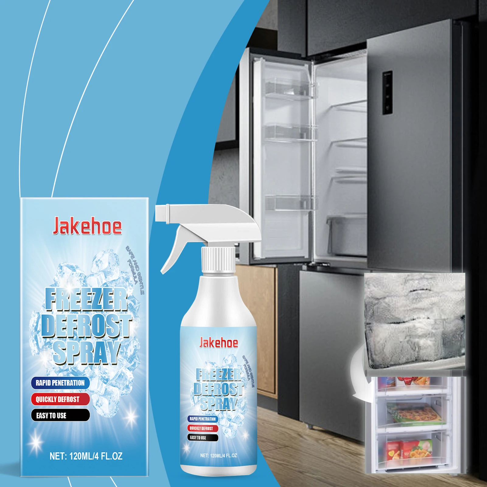 Freezer Defrost Spray Fast Acting Defrost Spray Multi-Purpose Cleaning Spray For Household