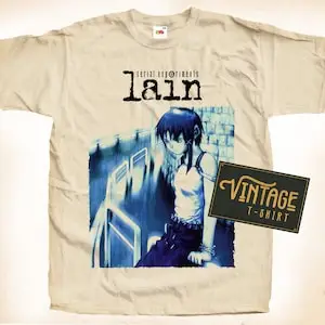 Serial Exeriments Lain shirt Tee Natural Vintage Cotton Movie Poster Beige All Sizes