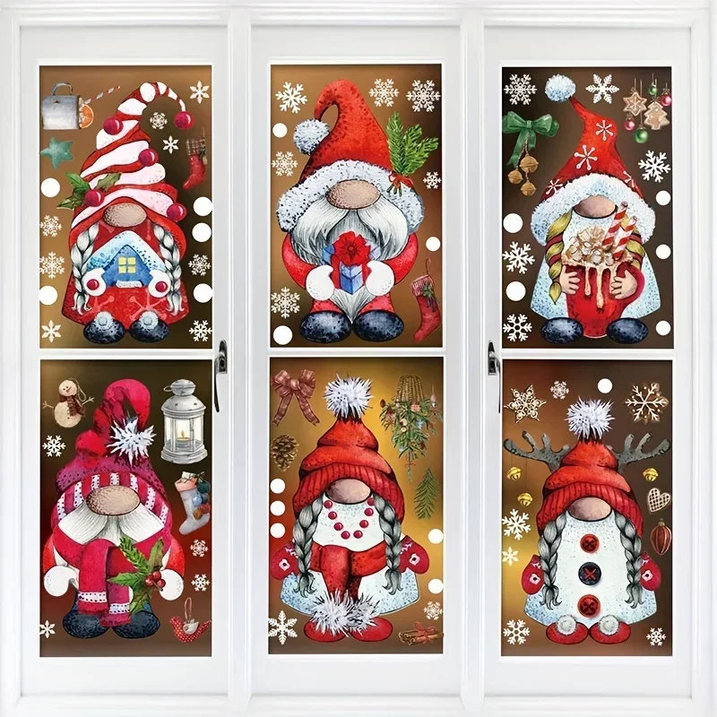 

103pcs Christmas Window Clings, Christmas Gnome Snowflake Holiday Window Stickers Decals for Glass Windows Dropshipping