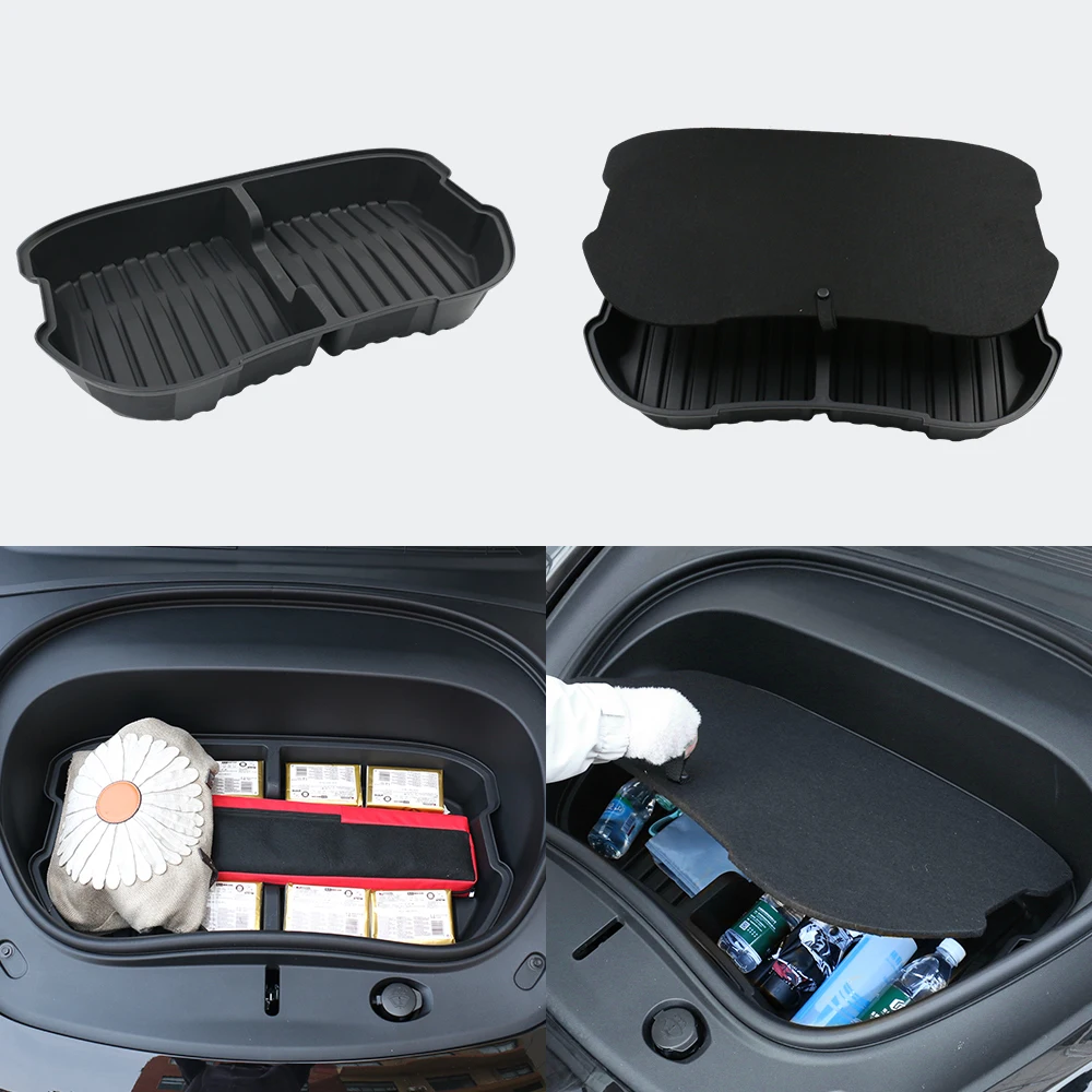 Car Front Trunk Storage Box Frunk Organizer Cargo Protective Tray For Tesla Model 3 Highland 2024 Storage Container Waterproof