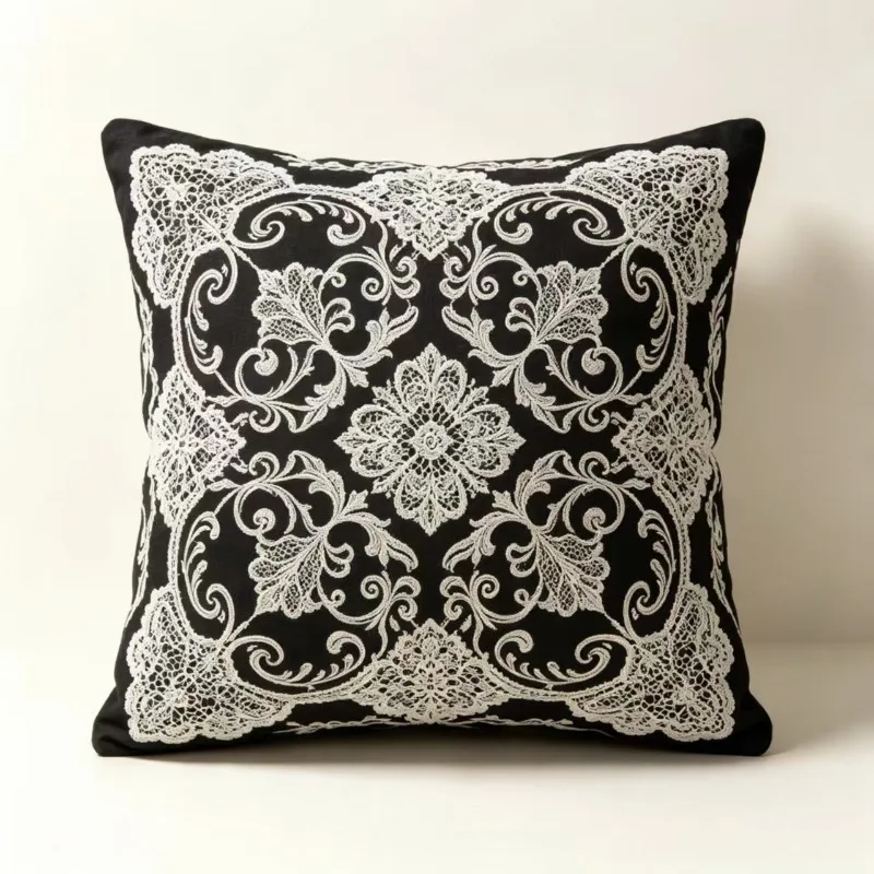 New Chinese Style Floral Velvet Sofa Pillow Cover Modern Minimalist Living Room, Office Model Room, Waist Pillowcase