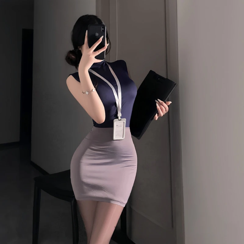 

Sexy Office Lady Cosplay Costumes Erotic Lingerie Hip Wrap Skirt Women's Secretary Roleplay Uniform Temptation Porno Mini Dress