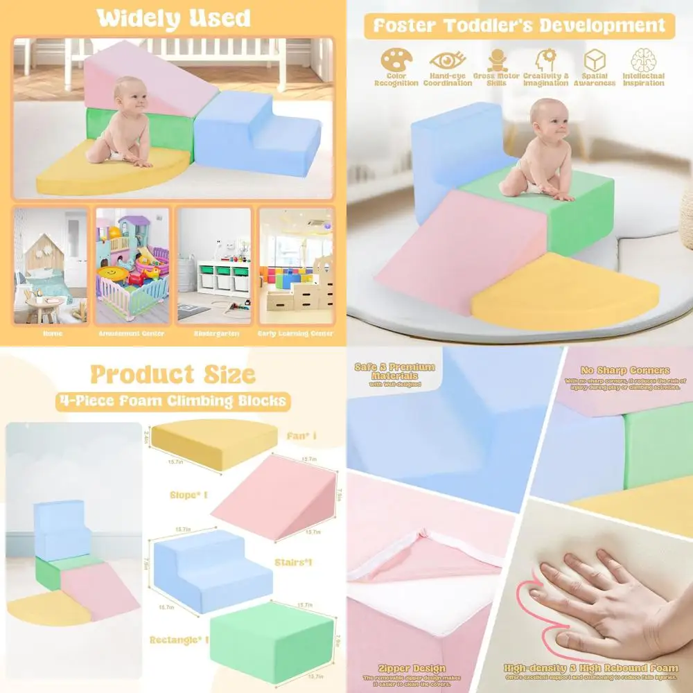 Miękkie piankowe klocki do wspinaczki dla dzieci w wieku 1 roku, 4-częściowy zestaw zabawek dla maluchów, zabawki do zabawy w domu, idealne na urodziny