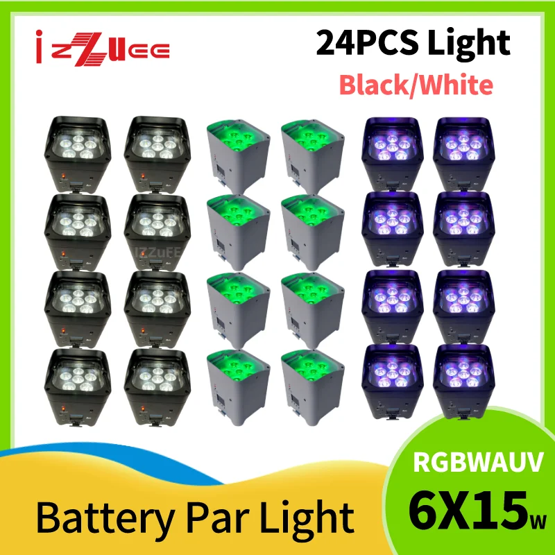 6X18W RGBAW UV 6in1 Battery  Powered Phone Control LED Par Light Smart DJ LED Uplight For Xmas Party Event Wedding Light