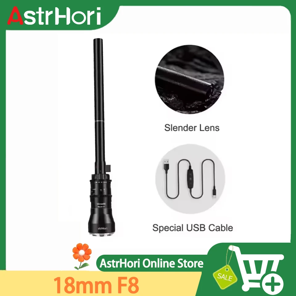 AstrHori 18mm F8 APS-C 2X Obiettivo sonda macro Design impermeabile frontale per creazione personale/scatto fotografico/attività aziendale