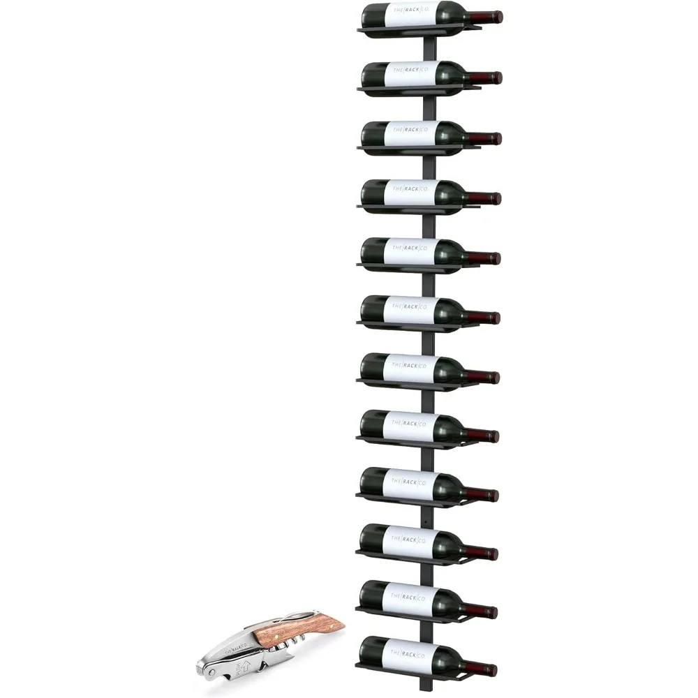 

Center Frame Metal Wall Mount Wine Bottle Rack, Black (12 Bottles) + Free Corkscrew Wine Bottle Opener,Wines Cabinets