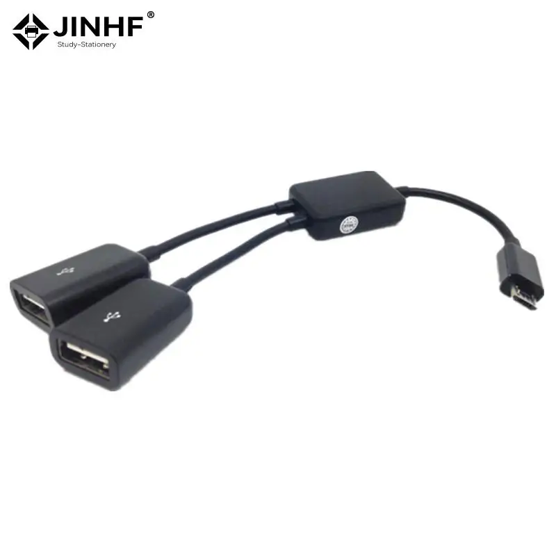 1Pcs 2in1 Micro USB Dual Host OTG Charge Hub Y Splitter Adapter Cable Tablet Black Data Cable For Android Smartphones Supply
