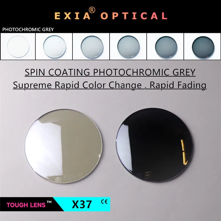 

EXIA X37 MR-8 1.61 Sunglasses Lens Spin Coating Photochromic Grey Flash Mirror Silver SHMC UV400 Super Tough