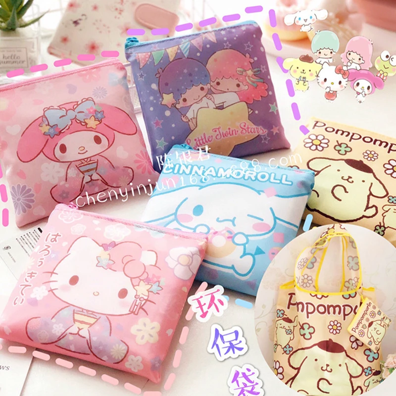 Sanrio Cinnamoroll Shopping Bag Kuromi Kawaii Anime Cute Cartoon Student Large Capacity Storage Bag Handbag Toys Girls Gifts