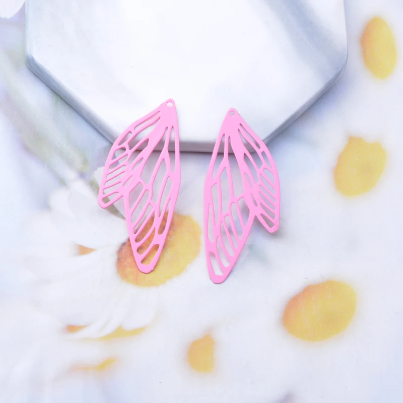 30pcs AB7533 50*21mm Colorful Angel wings Gold color Charms  Pendant Diy Jelwery Making