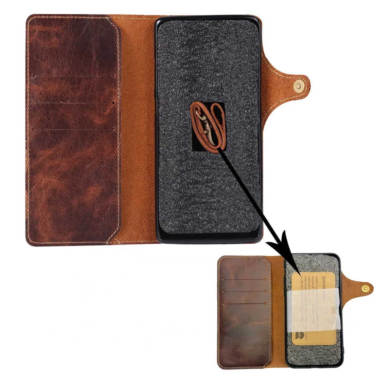 100% Real Cowhide Leather Case For Samsung Galaxy S25 Ultra S24 FE S23 S22 S21 Plus Note 9 10 20 Vintage Card Bag Wallet Cover - Image 2