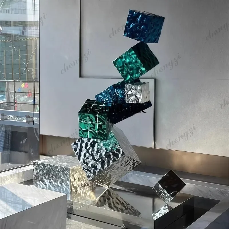 M138 TTT Hotel square, garden, lawn, villa, shopping mall, outdoor stainless steel water wave combination sculpture decoration