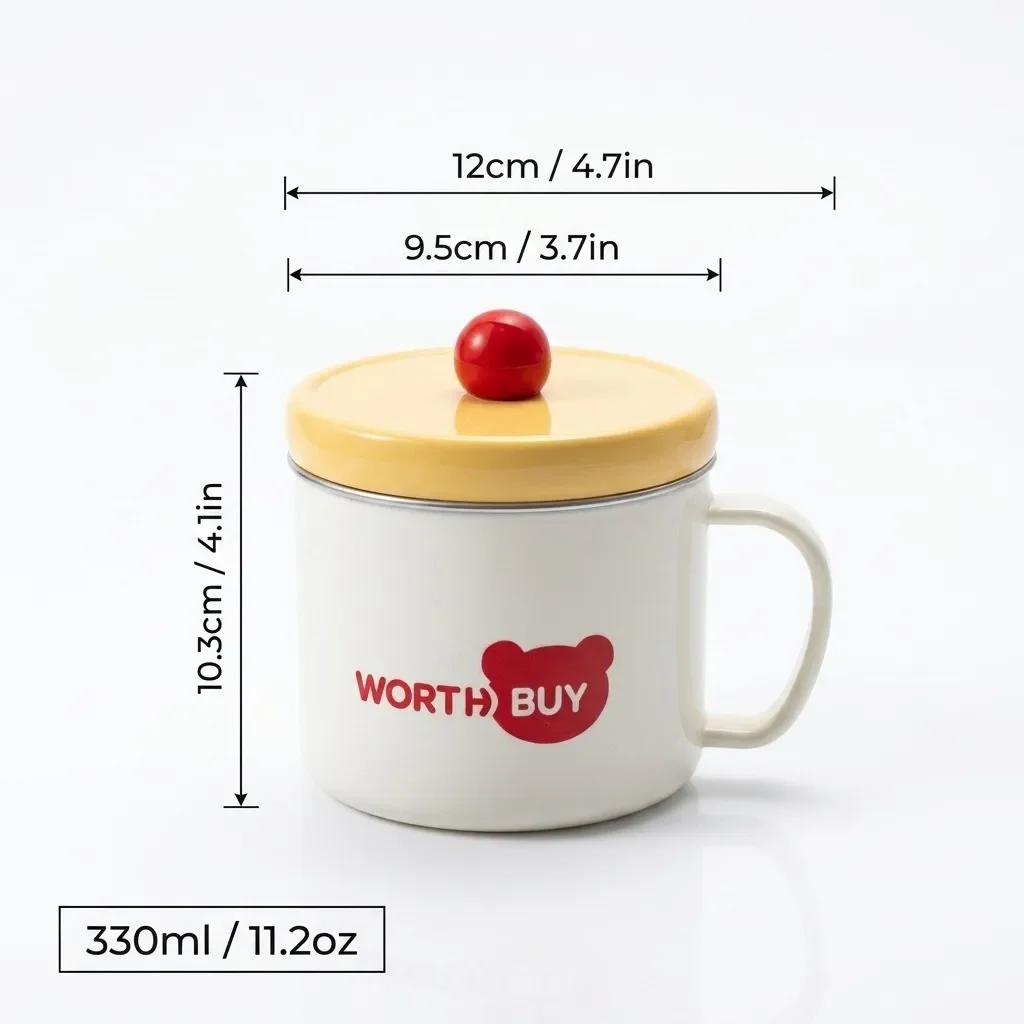 Leuke koffiemok van 316 roestvrij staal met deksel, esthetisch design, anti-verbrandingshandvat, draagbaar drinkgerei, vaatwasmachinebestendig.