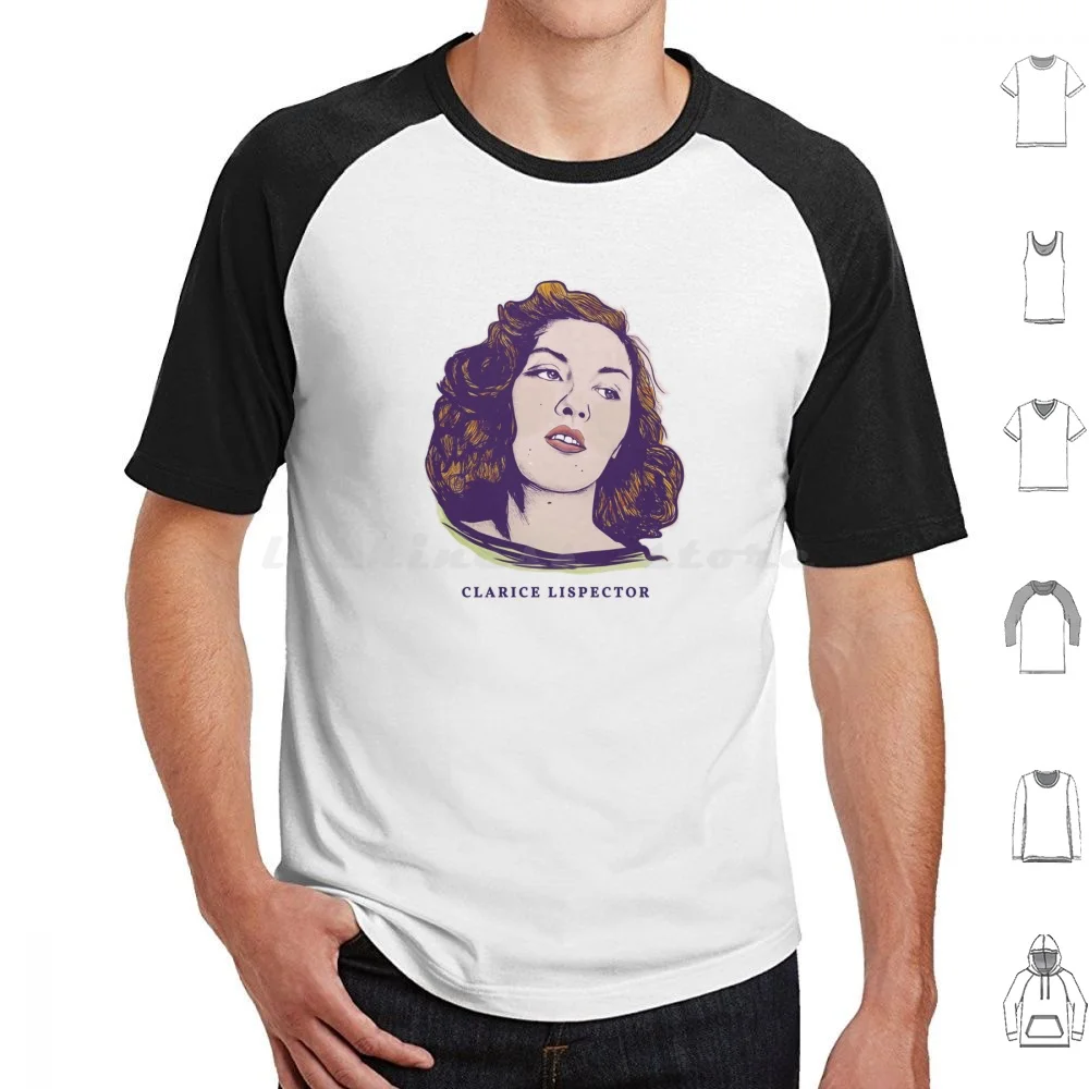Clarice lispector t camisa tamanho grande 100% algodão clarice lispector retrato fã arte autor escritor romance histórias curtas livro