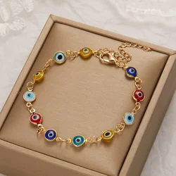 Браслет Simple Lucky Turkish Evil Eye Bracelet For Women Fashion Colorful Eye Adjustable Metal Chain Friendship Jewelry 팔찌