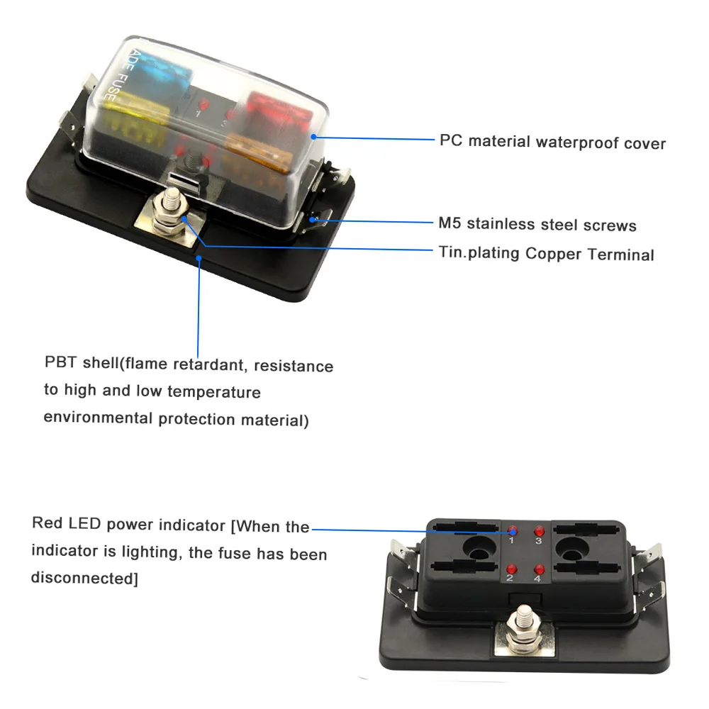 4 Way Blade  Box with LED Indicator  Block for Car Boat Marine  12V 24V Automotive  Assortments