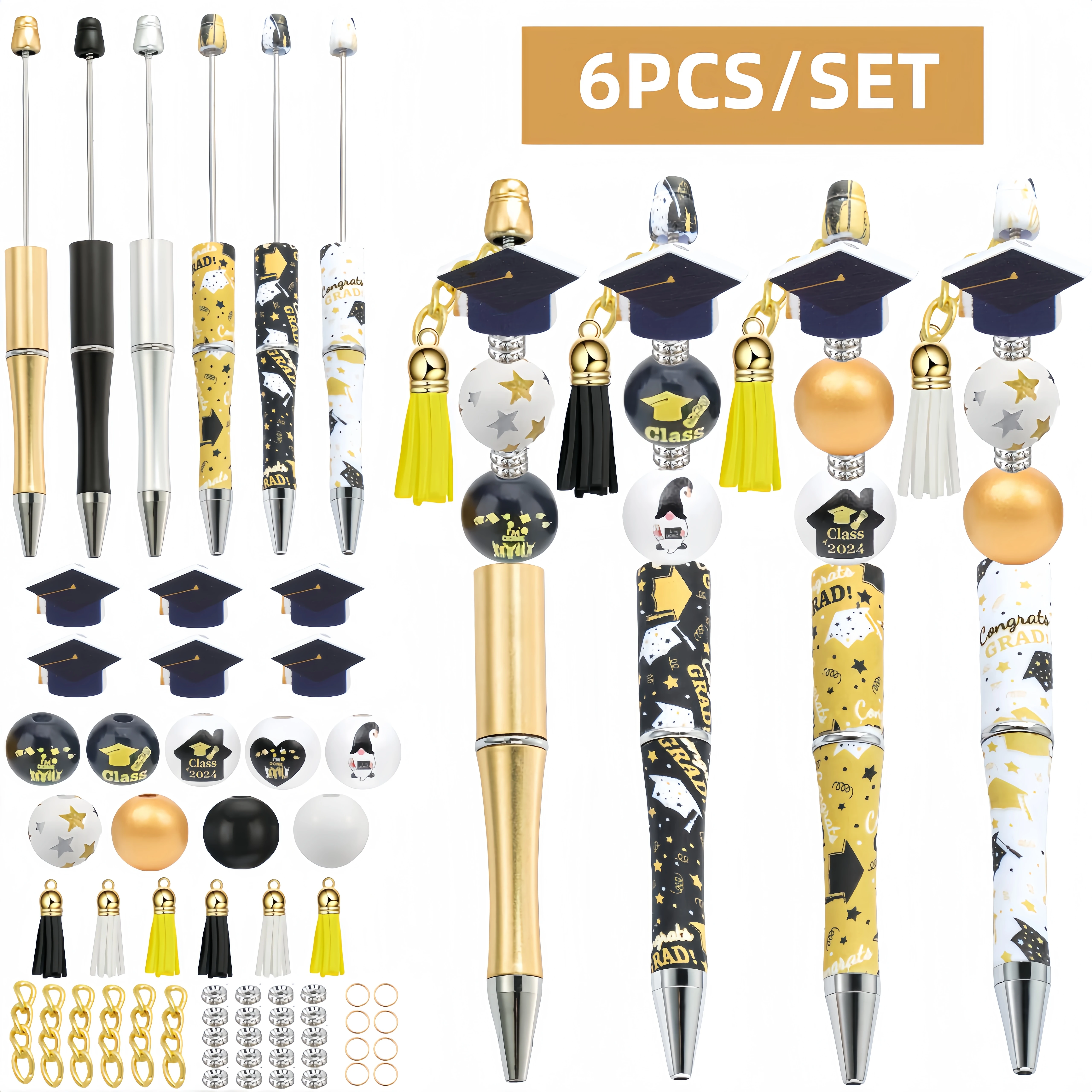 6 قطع من أقلام الخرز التي تحمل عنوان المعلم، مجموعة أقلام الخرز التي يمكنك صنعها بنفسك، العودة إلى المدرسة، مكتب الهدايا الإبداعية ومستلزمات الدراسة، حرفة يدوية من الخرز #1