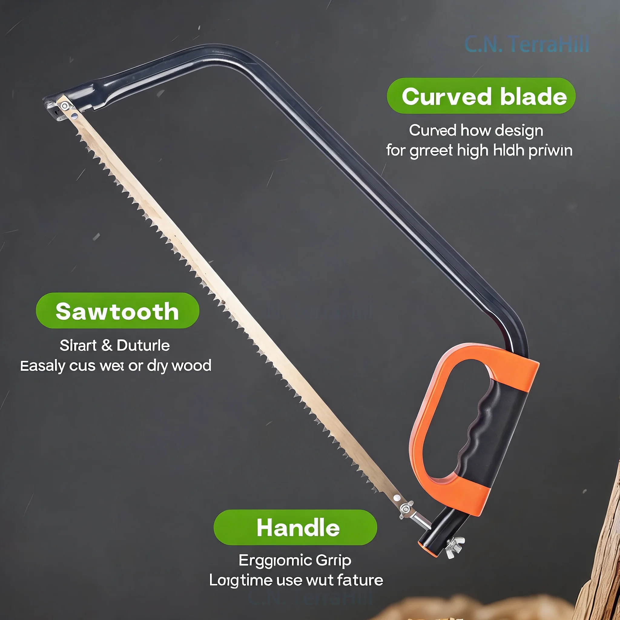 Pruning Hand Saw for Tree Branches, Curved Blade Wood Cutting Tool for Garden, Dry and Wet Wood, Household Logging