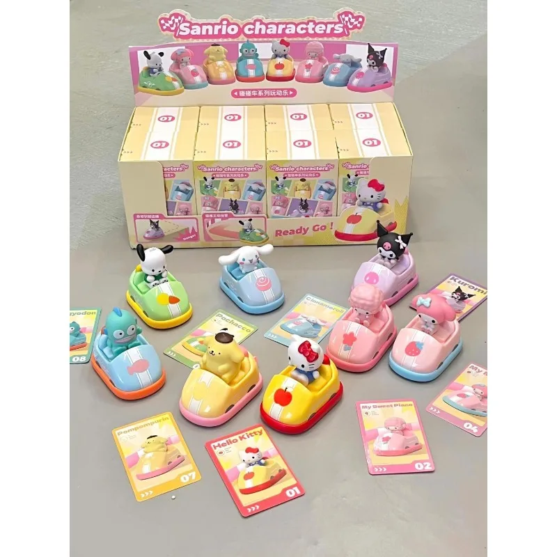 Oryginalne postacie MINISO Sanrio zderzak seria samochodów pudełko z niespodzianką śliczne Hello Kitty moja melodia Kuromi Cinnamonroll ozdoba na biurko