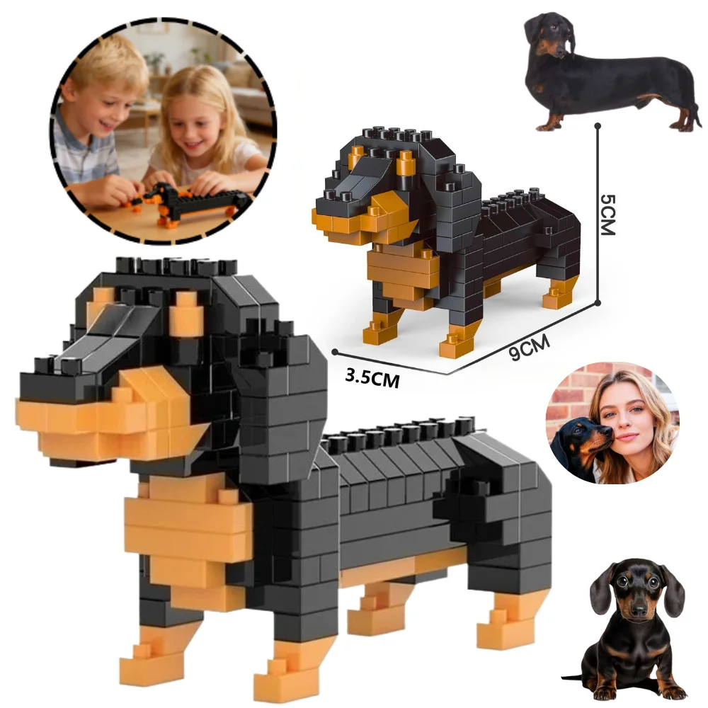 

Mini Dog Dachshund Building Blocks Toys For Kids and Adults : Detailed and Lifelike Design, Fun and Educational Construction Set