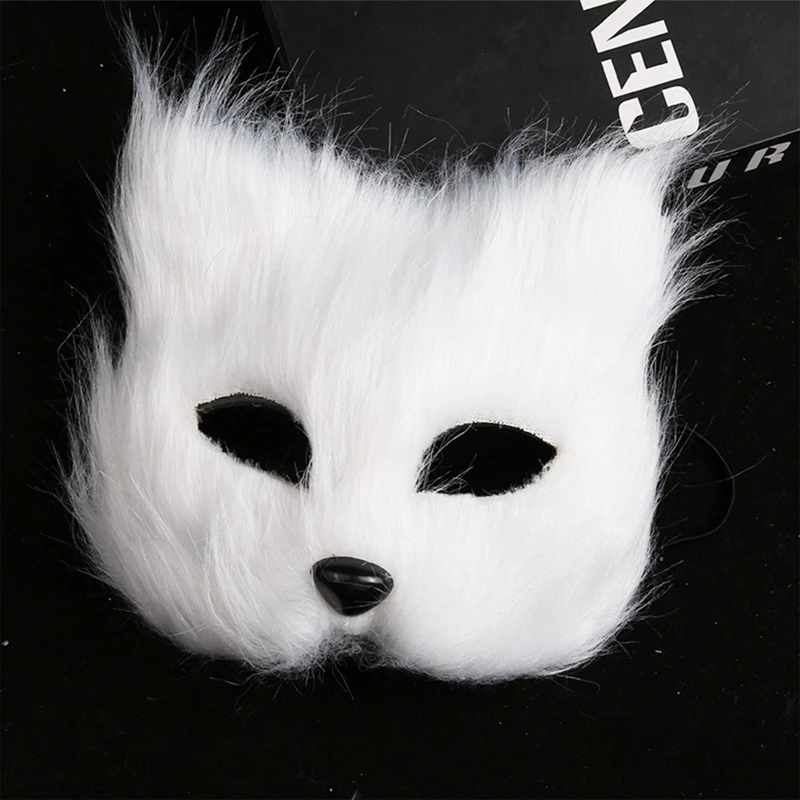 Halloween Cosplay Karneval Party Fuchs Form Gesichtsmaske Kunstpelz Pelztier Katze Haarmaske Maskerade Kopfbedeckung Nachahmung Spielzeug – Detail 20