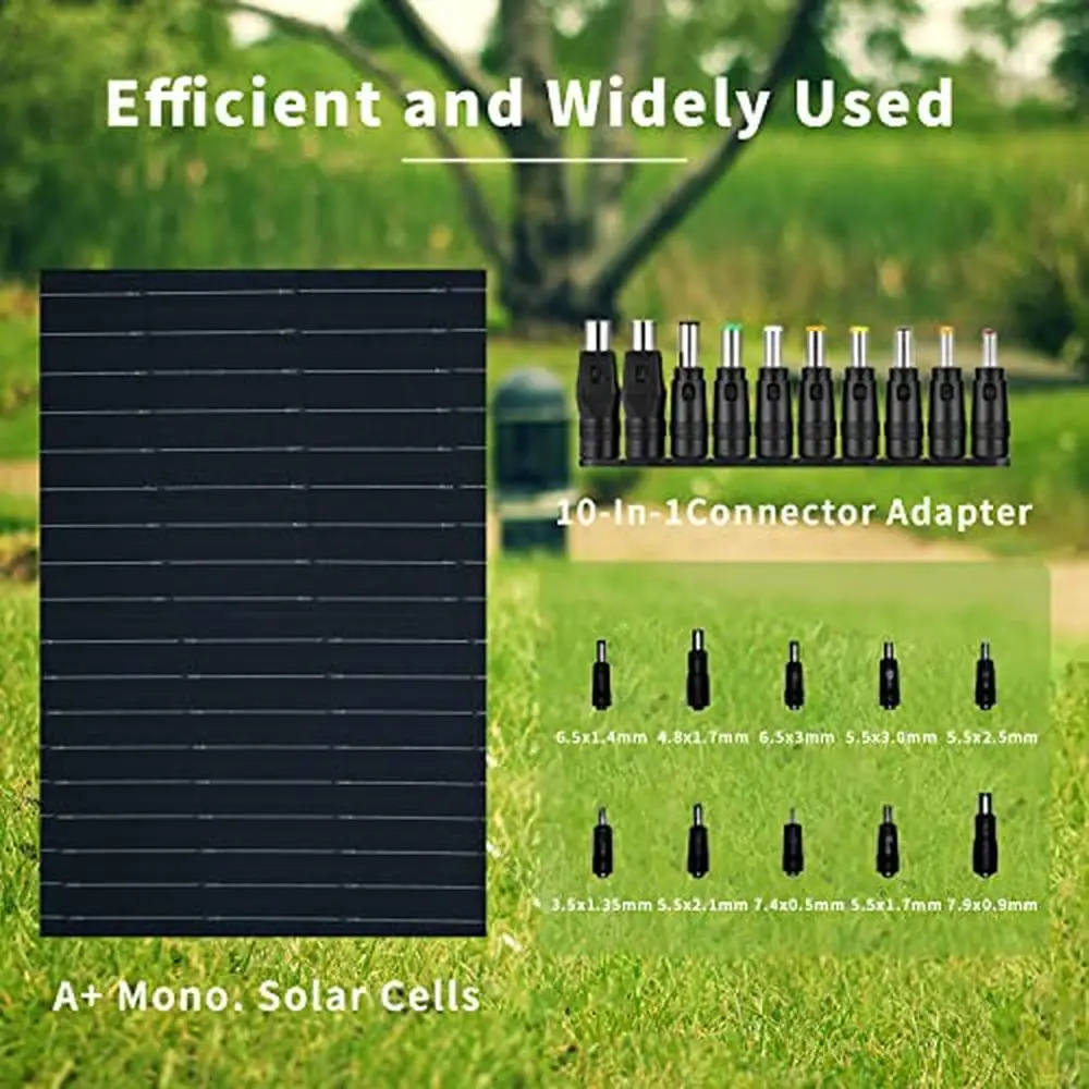 Portable Solar Panel 100W Mono Charger with PD 60W USB/Type-C/DC/QC High Compatibility High Efficiency Smart Charging Durable &