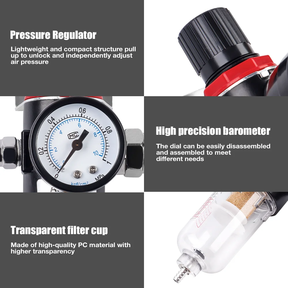 AFR2000 1/4 Pneumatic Filter,Air Pressure Regulator For Air Compressor,Oil-water Separator,Copper Filter Element,Pneumatic Tools