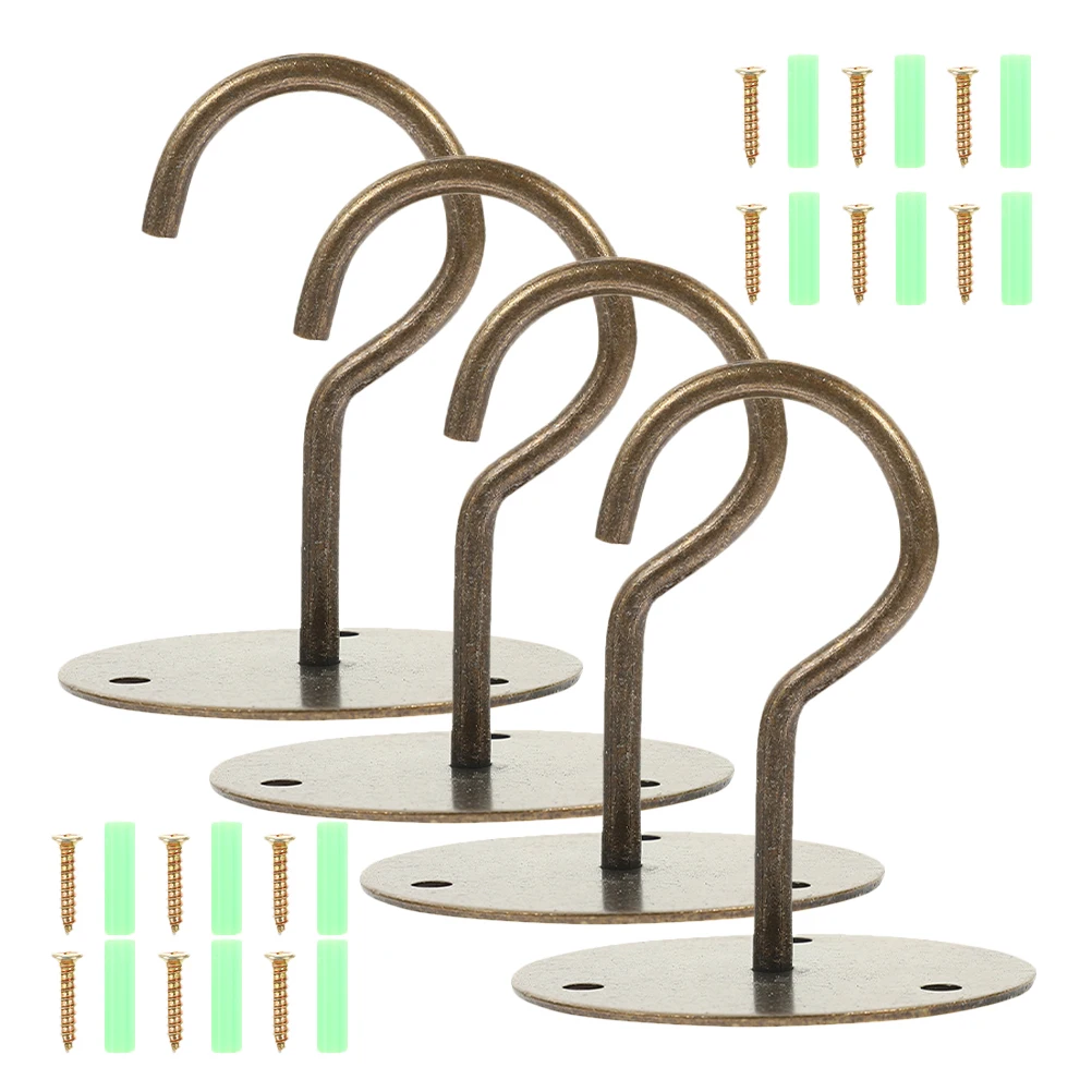 1 set Hanging Plant Hooks Heavy Duty Wall Mount Flower Pot Hangers 65mm Bronze for Plants Bird Feeders Lanterns