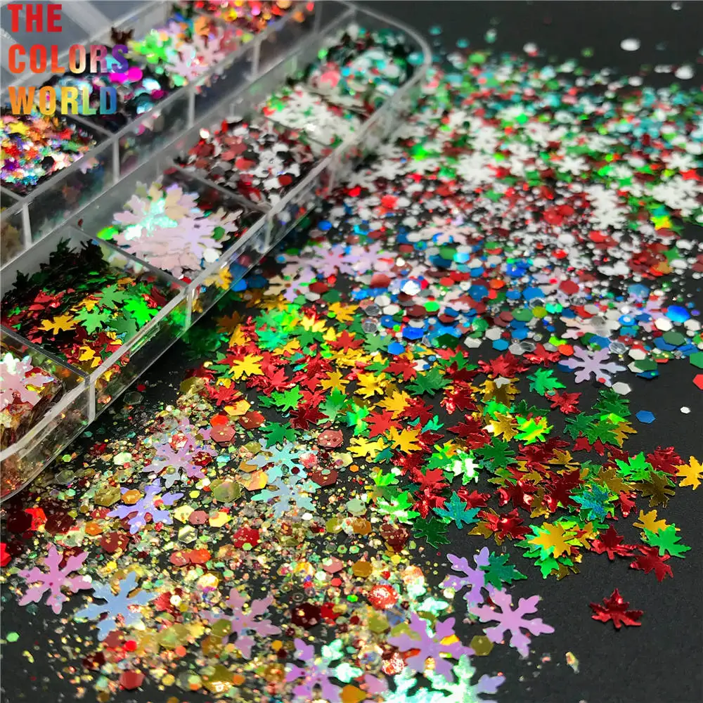 TCT-370  Christmas Nails Glitter Nail Art Christmas Decoration Resin Art On Tumblers Craft Handmade Accessoires Festival Party