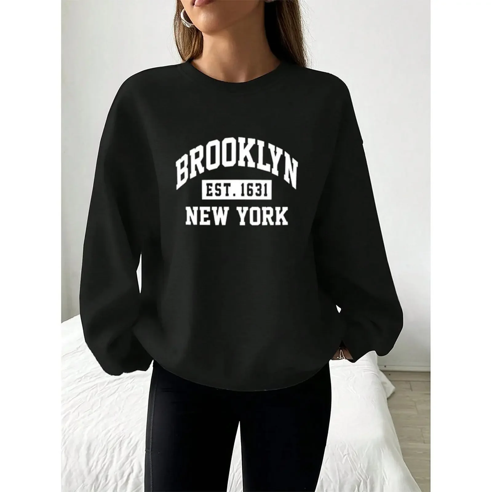 بلوزات نسائية برقبة دائرية بلوفرات رياضية غير رسمية فضفاضة مريحة مخملية بأكمام طويلة سترة شتوية ملابس نسائية 2025 #5